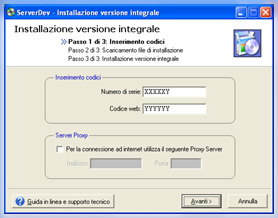 Schermata di Web Installer