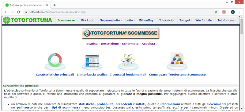 TOTOFORTUNA - Software estrazioni e statistiche per Scommesse Million Day 10 e Lotto Superenalotto Totocalcio Win for Life EuroJackpot e Totogol